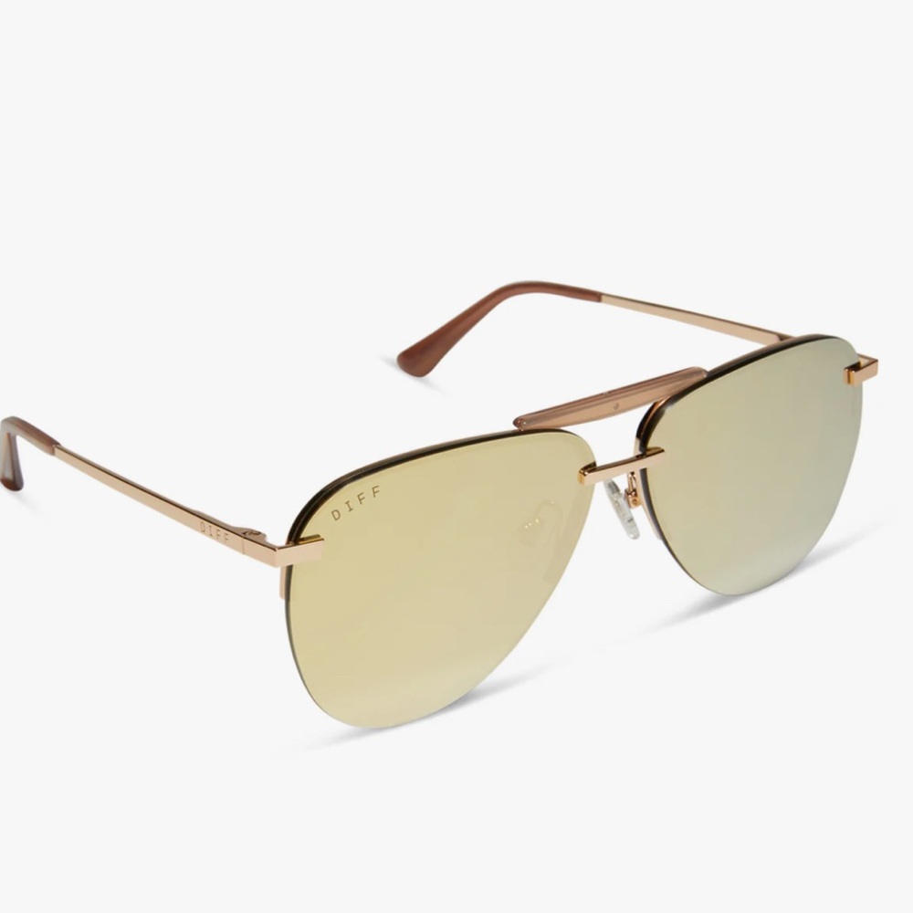 DIFF Eyewear Tahoe Gold Mirror Polarized Aviator Sunglasses
